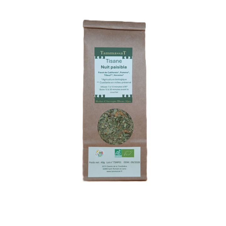 Tisane bio Pavot de Californie, Pomme, Tilleul, Verveine tammassat
